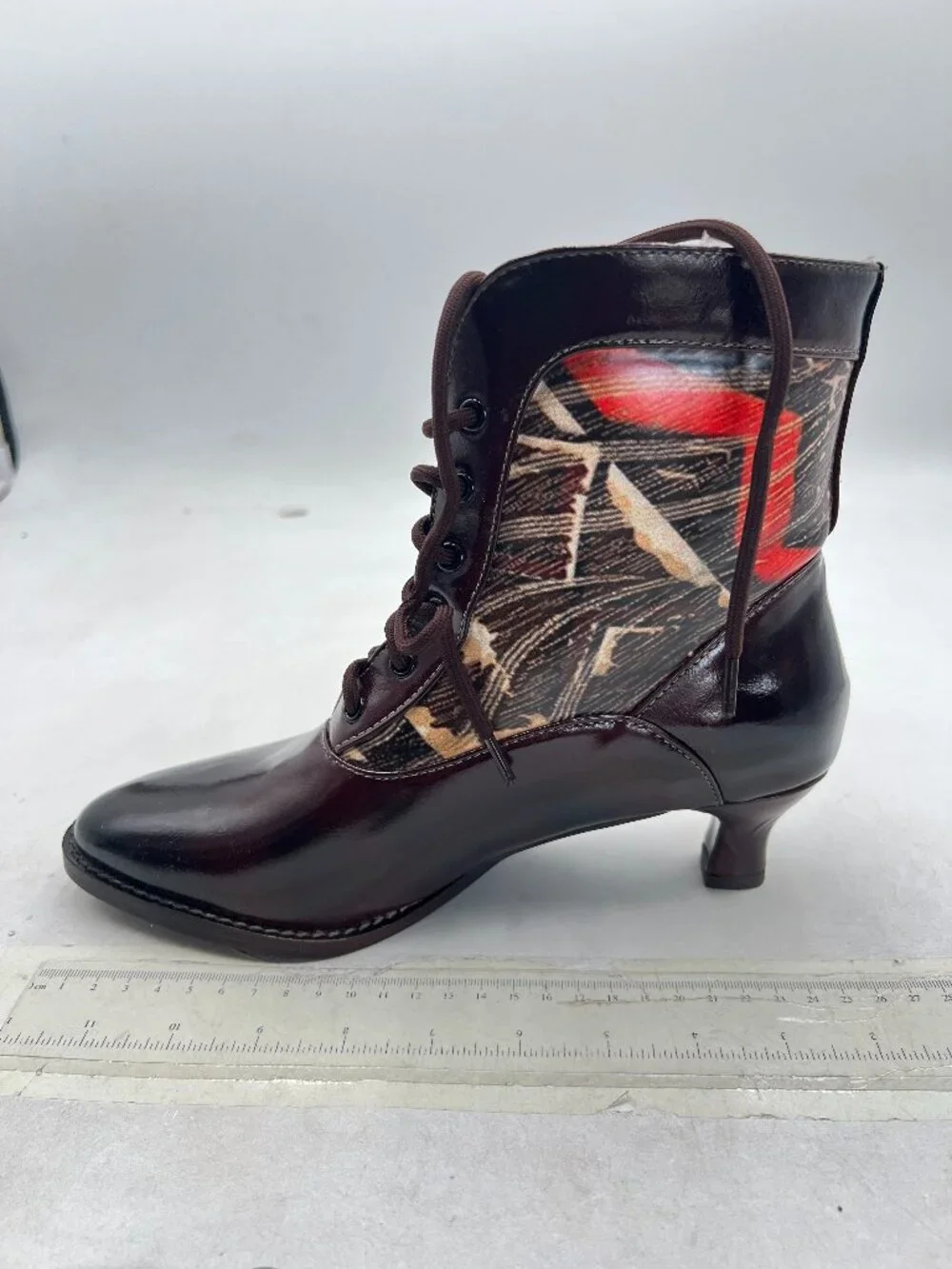 Brown Women Round Toe Oxfords Heels Lace-Up Low Heel Fashion Ankle Boots